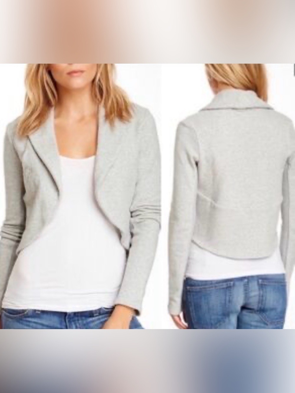 James Perse Heather Gray Open sweatshirt cropped jackets size small